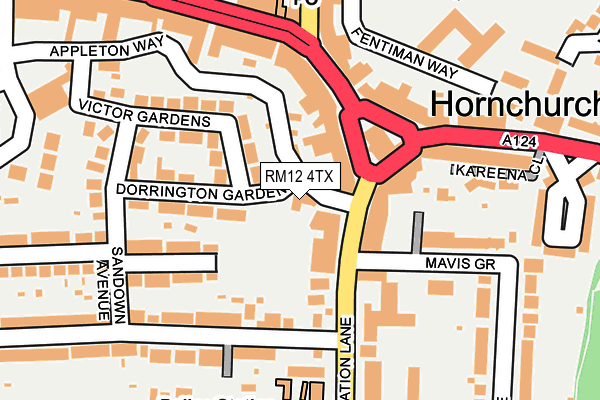 RM12 4TX map - OS OpenMap – Local (Ordnance Survey) RM12 4TX map - OS OpenMap – Local (Ordnance Survey)