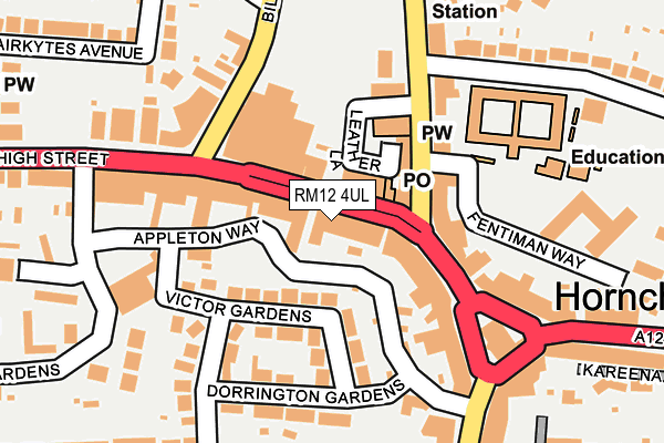 RM12 4UL map - OS OpenMap – Local (Ordnance Survey) RM12 4UL map - OS OpenMap – Local (Ordnance Survey)