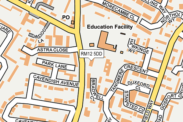 RM12 5DD map - OS OpenMap – Local (Ordnance Survey) RM12 5DD map - OS OpenMap – Local (Ordnance Survey)