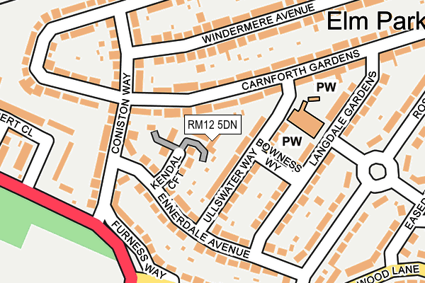 RM12 5DN map - OS OpenMap – Local (Ordnance Survey) RM12 5DN map - OS OpenMap – Local (Ordnance Survey)
