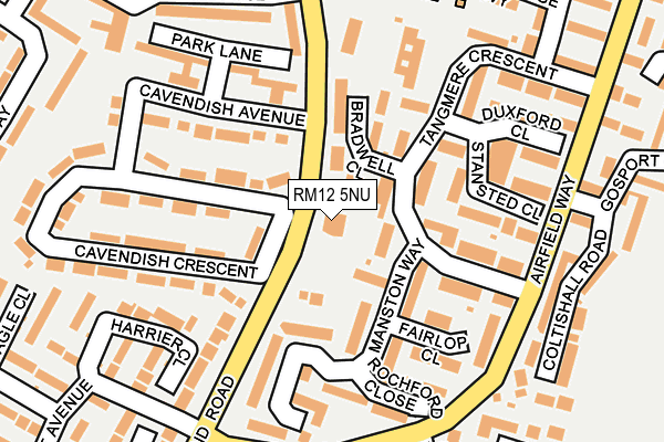 RM12 5NU map - OS OpenMap – Local (Ordnance Survey) RM12 5NU map - OS OpenMap – Local (Ordnance Survey)