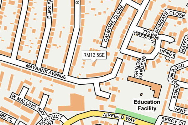 RM12 5SE map - OS OpenMap – Local (Ordnance Survey) RM12 5SE map - OS OpenMap – Local (Ordnance Survey)