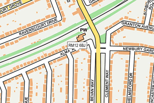 RM12 6BJ map - OS OpenMap – Local (Ordnance Survey) RM12 6BJ map - OS OpenMap – Local (Ordnance Survey)