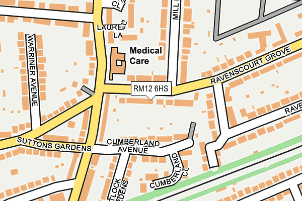 RM12 6HS map - OS OpenMap – Local (Ordnance Survey) RM12 6HS map - OS OpenMap – Local (Ordnance Survey)