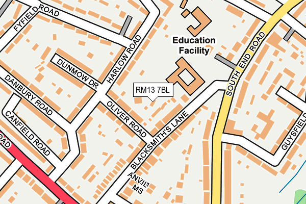 RM13 7BL map - OS OpenMap – Local (Ordnance Survey) RM13 7BL map - OS OpenMap – Local (Ordnance Survey)