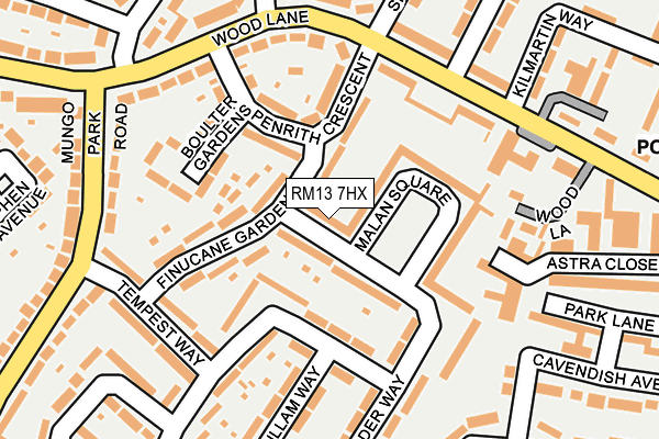 RM13 7HX map - OS OpenMap – Local (Ordnance Survey) RM13 7HX map - OS OpenMap – Local (Ordnance Survey)