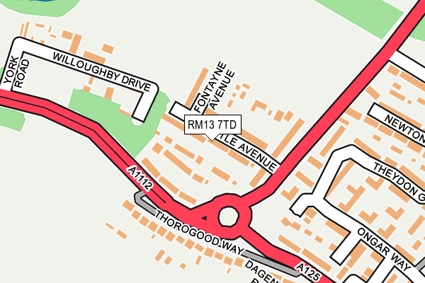 RM13 7TD map - OS OpenMap – Local (Ordnance Survey) RM13 7TD map - OS OpenMap – Local (Ordnance Survey)