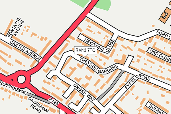 RM13 7TQ map - OS OpenMap – Local (Ordnance Survey) RM13 7TQ map - OS OpenMap – Local (Ordnance Survey)