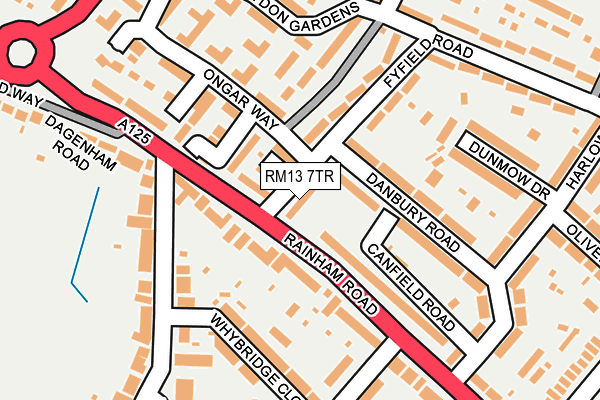 RM13 7TR map - OS OpenMap – Local (Ordnance Survey) RM13 7TR map - OS OpenMap – Local (Ordnance Survey)