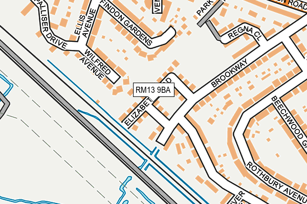 RM13 9BA map - OS OpenMap – Local (Ordnance Survey) RM13 9BA map - OS OpenMap – Local (Ordnance Survey)