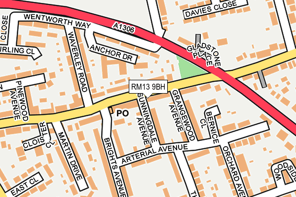 RM13 9BH map - OS OpenMap – Local (Ordnance Survey) RM13 9BH map - OS OpenMap – Local (Ordnance Survey)