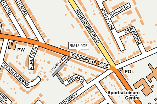 RM13 9DF map - OS OpenMap – Local (Ordnance Survey) RM13 9DF map - OS OpenMap – Local (Ordnance Survey)