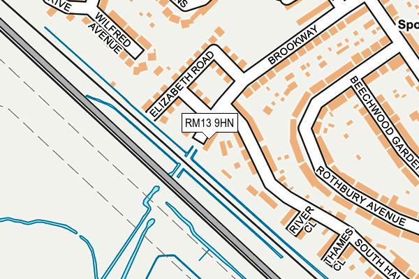 RM13 9HN map - OS OpenMap – Local (Ordnance Survey) RM13 9HN map - OS OpenMap – Local (Ordnance Survey)