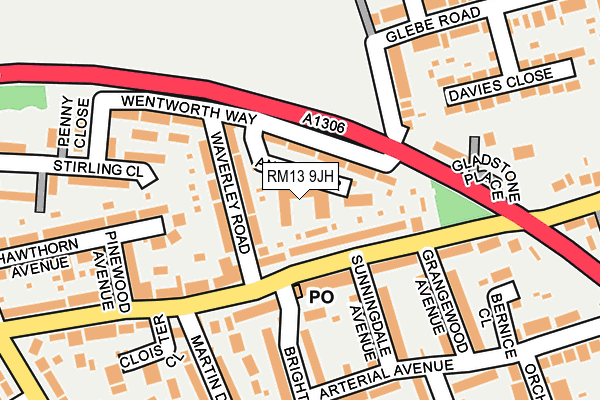 RM13 9JH map - OS OpenMap – Local (Ordnance Survey) RM13 9JH map - OS OpenMap – Local (Ordnance Survey)