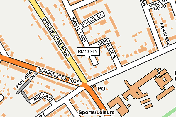 RM13 9LY map - OS OpenMap – Local (Ordnance Survey) RM13 9LY map - OS OpenMap – Local (Ordnance Survey)