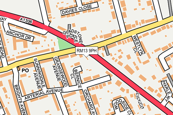 RM13 9PH map - OS OpenMap – Local (Ordnance Survey) RM13 9PH map - OS OpenMap – Local (Ordnance Survey)