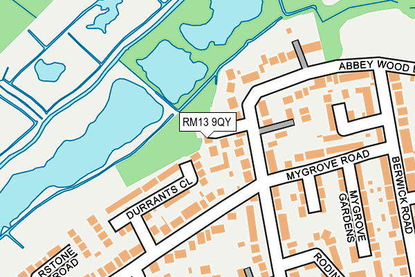 RM13 9QY map - OS OpenMap – Local (Ordnance Survey) RM13 9QY map - OS OpenMap – Local (Ordnance Survey)
