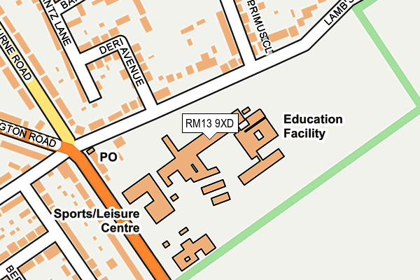RM13 9XD map - OS OpenMap – Local (Ordnance Survey) RM13 9XD map - OS OpenMap – Local (Ordnance Survey)