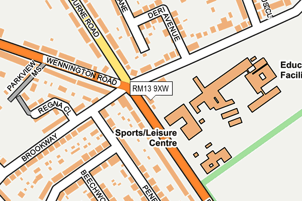 RM13 9XW map - OS OpenMap – Local (Ordnance Survey) RM13 9XW map - OS OpenMap – Local (Ordnance Survey)