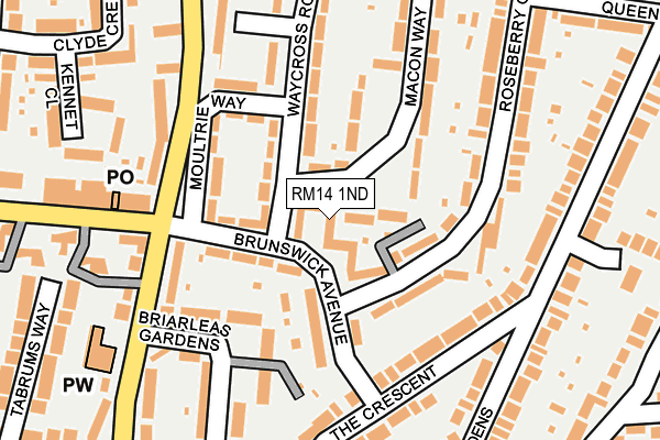 RM14 1ND map - OS OpenMap – Local (Ordnance Survey) RM14 1ND map - OS OpenMap – Local (Ordnance Survey)