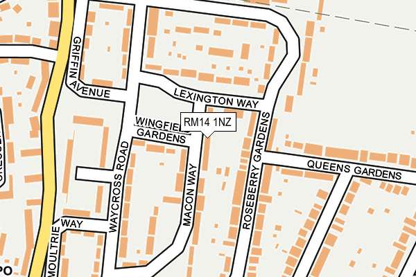 RM14 1NZ map - OS OpenMap – Local (Ordnance Survey) RM14 1NZ map - OS OpenMap – Local (Ordnance Survey)