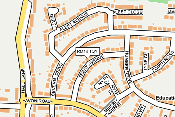 RM14 1QY map - OS OpenMap – Local (Ordnance Survey) RM14 1QY map - OS OpenMap – Local (Ordnance Survey)