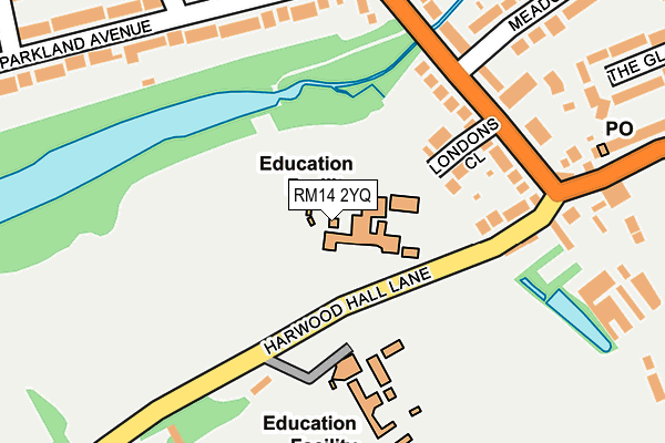 RM14 2YQ map - OS OpenMap – Local (Ordnance Survey) RM14 2YQ map - OS OpenMap – Local (Ordnance Survey)