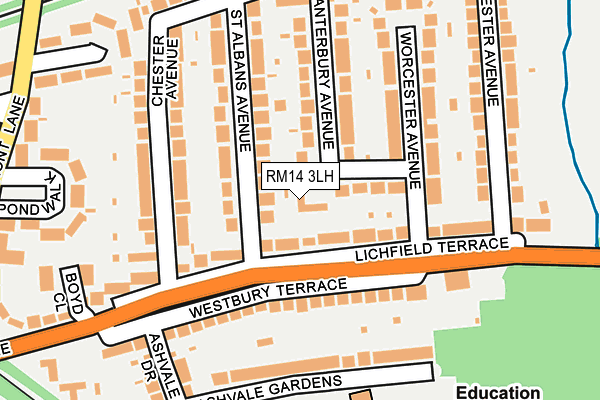 RM14 3LH map - OS OpenMap – Local (Ordnance Survey) RM14 3LH map - OS OpenMap – Local (Ordnance Survey)