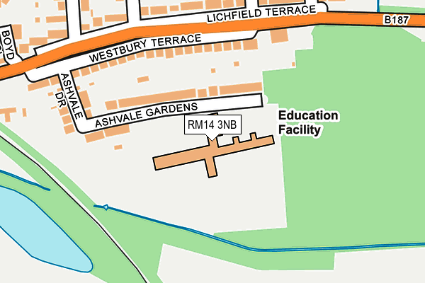 RM14 3NB map - OS OpenMap – Local (Ordnance Survey) RM14 3NB map - OS OpenMap – Local (Ordnance Survey)