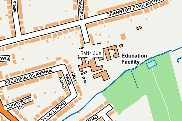 RM14 3UX map - OS OpenMap – Local (Ordnance Survey) RM14 3UX map - OS OpenMap – Local (Ordnance Survey)