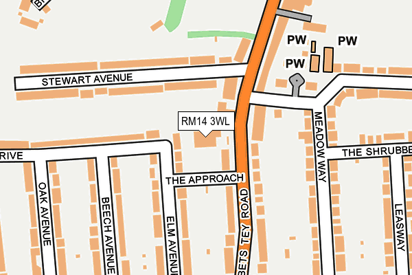 RM14 3WL map - OS OpenMap – Local (Ordnance Survey) RM14 3WL map - OS OpenMap – Local (Ordnance Survey)