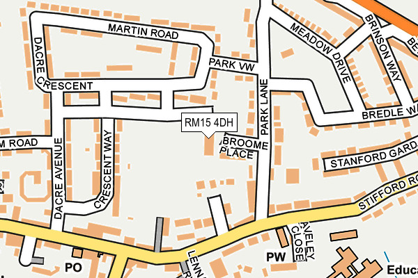 RM15 4DH map - OS OpenMap – Local (Ordnance Survey) RM15 4DH map - OS OpenMap – Local (Ordnance Survey)
