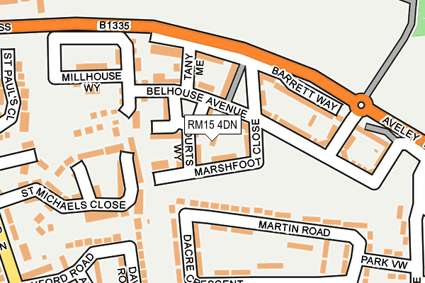 RM15 4DN map - OS OpenMap – Local (Ordnance Survey) RM15 4DN map - OS OpenMap – Local (Ordnance Survey)