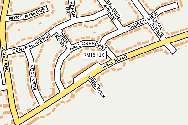 RM15 4JX map - OS OpenMap – Local (Ordnance Survey) RM15 4JX map - OS OpenMap – Local (Ordnance Survey)