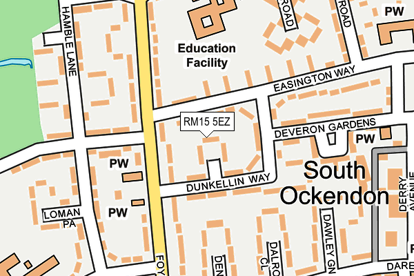 RM15 5EZ map - OS OpenMap – Local (Ordnance Survey) RM15 5EZ map - OS OpenMap – Local (Ordnance Survey)