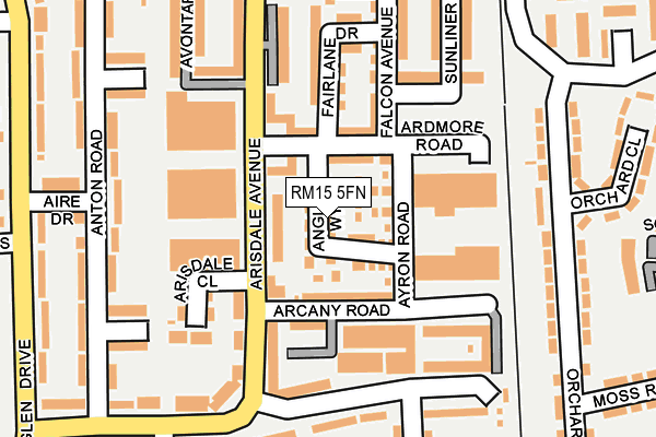 RM15 5FN map - OS OpenMap – Local (Ordnance Survey) RM15 5FN map - OS OpenMap – Local (Ordnance Survey)