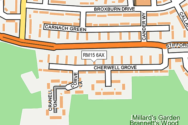 RM15 6AX map - OS OpenMap – Local (Ordnance Survey) RM15 6AX map - OS OpenMap – Local (Ordnance Survey)