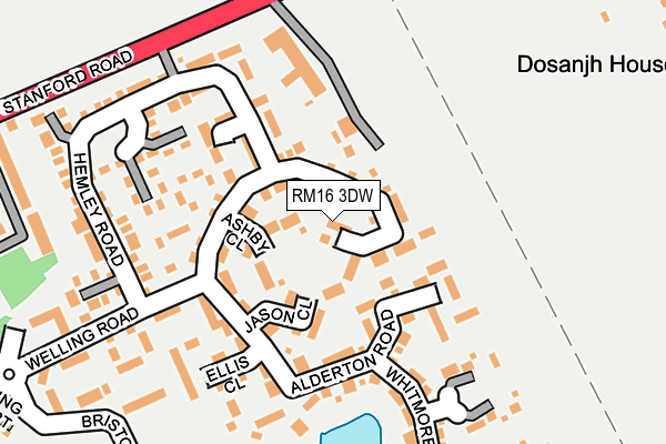 RM16 3DW map - OS OpenMap – Local (Ordnance Survey) RM16 3DW map - OS OpenMap – Local (Ordnance Survey)