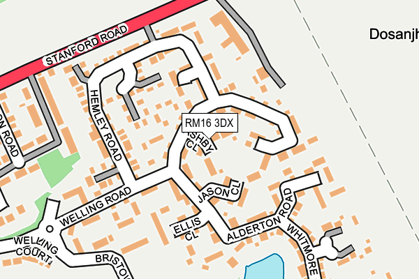 RM16 3DX map - OS OpenMap – Local (Ordnance Survey) RM16 3DX map - OS OpenMap – Local (Ordnance Survey)