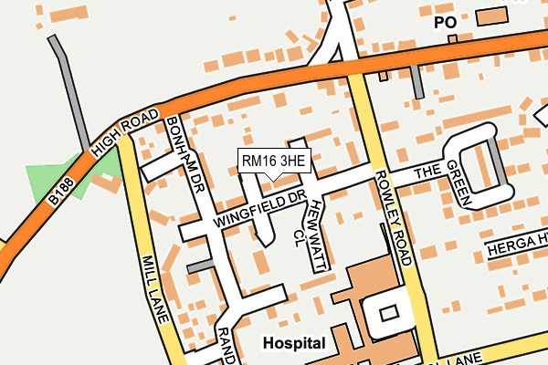 RM16 3HE map - OS OpenMap – Local (Ordnance Survey) RM16 3HE map - OS OpenMap – Local (Ordnance Survey)