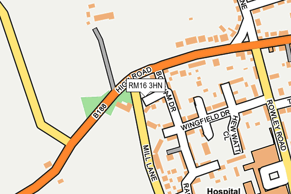 RM16 3HN map - OS OpenMap – Local (Ordnance Survey) RM16 3HN map - OS OpenMap – Local (Ordnance Survey)