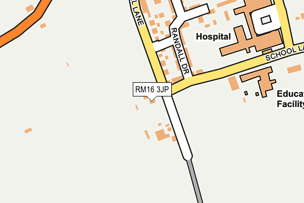 RM16 3JP map - OS OpenMap – Local (Ordnance Survey) RM16 3JP map - OS OpenMap – Local (Ordnance Survey)