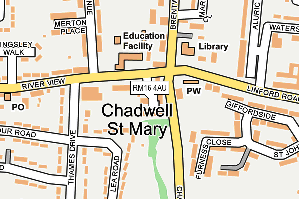 RM16 4AU map - OS OpenMap – Local (Ordnance Survey) RM16 4AU map - OS OpenMap – Local (Ordnance Survey)
