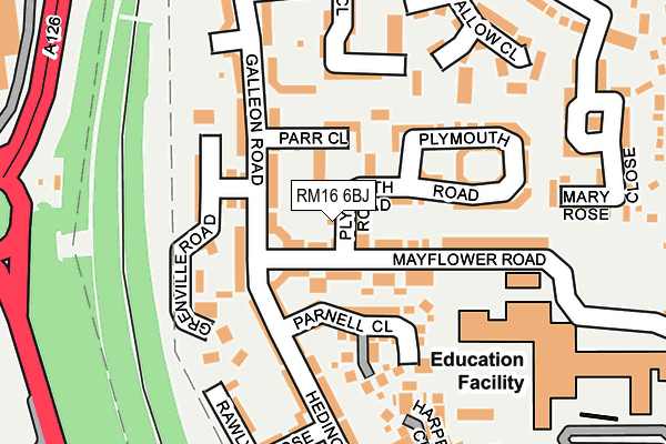 RM16 6BJ map - OS OpenMap – Local (Ordnance Survey) RM16 6BJ map - OS OpenMap – Local (Ordnance Survey)