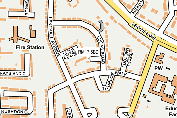 RM17 5BD map - OS OpenMap – Local (Ordnance Survey) RM17 5BD map - OS OpenMap – Local (Ordnance Survey)