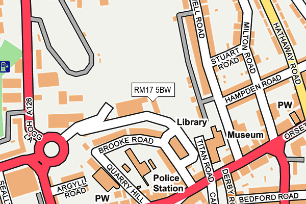RM17 5BW map - OS OpenMap – Local (Ordnance Survey) RM17 5BW map - OS OpenMap – Local (Ordnance Survey)