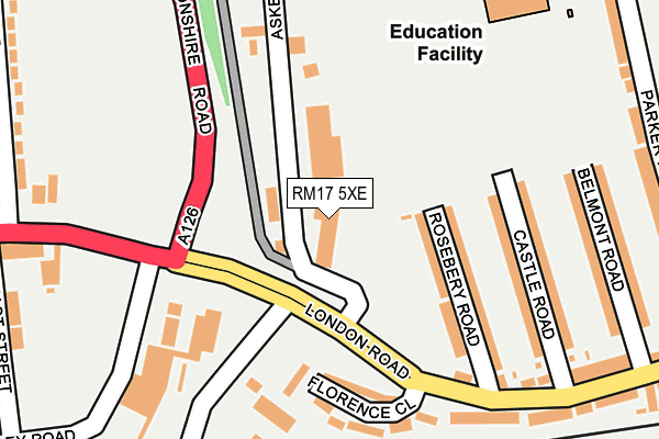 RM17 5XE map - OS OpenMap – Local (Ordnance Survey)