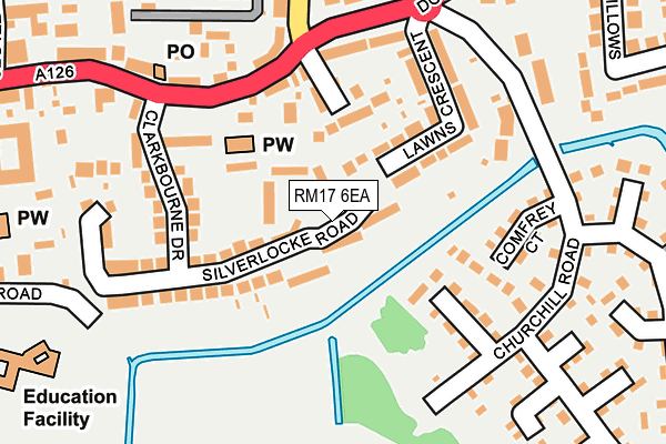 RM17 6EA map - OS OpenMap – Local (Ordnance Survey) RM17 6EA map - OS OpenMap – Local (Ordnance Survey)