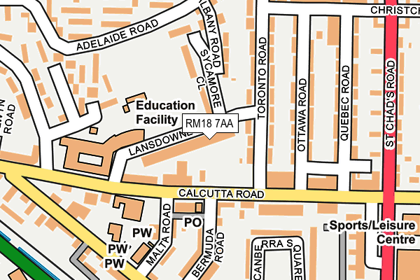 RM18 7AA map - OS OpenMap – Local (Ordnance Survey) RM18 7AA map - OS OpenMap – Local (Ordnance Survey)