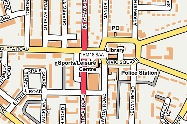 RM18 8AA map - OS OpenMap – Local (Ordnance Survey) RM18 8AA map - OS OpenMap – Local (Ordnance Survey)